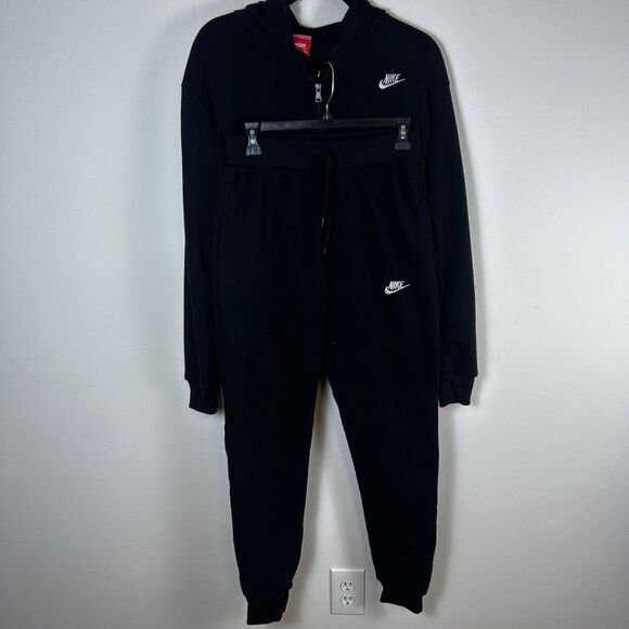 Nike Other - Nike Tracksuit Youth Large Black Full Zip Hoodie Sweatpants Set Fleece
